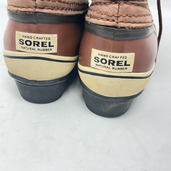Sorel Tall Quilted Lace Up Top Rubber Bottom Winter Snow Water Boots sz. 8 - Picture 3 of 8